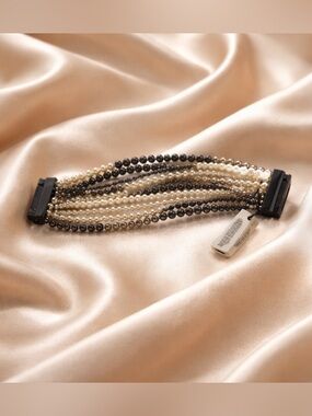 White House Black Market Silver and White Beaded bracelet